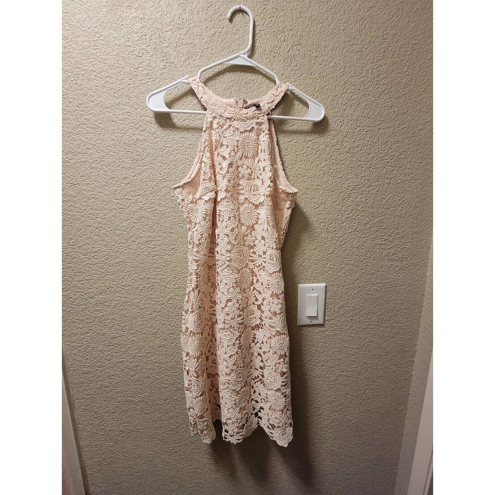 Lulu’s Womens Love Poem Blush Lace Mini Dress Size Small Pink